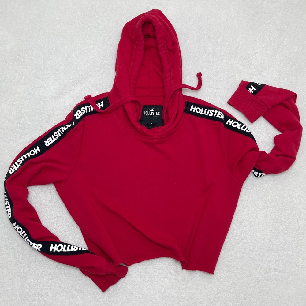 Hollister Women’s Red Long Sleeve Cropped Top Hoodie Size Medium - Picture 10 of 10